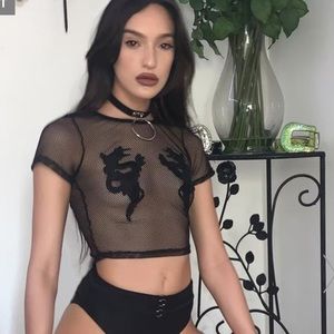 Current Mood FEEL MY WRATH FISHNET TOP MED